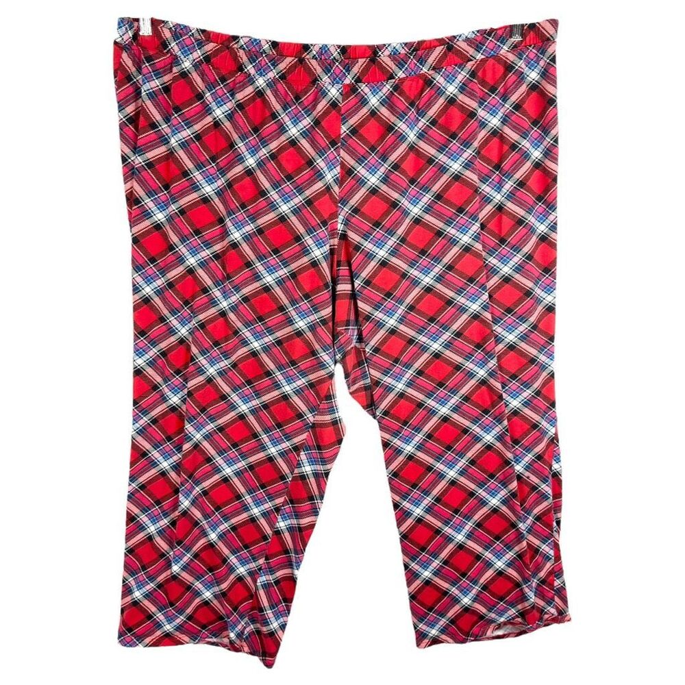 Cacique Plus Size 26W 28W Pajama Pants Red Plaid Elastic Waist‎ Pull On 1447
